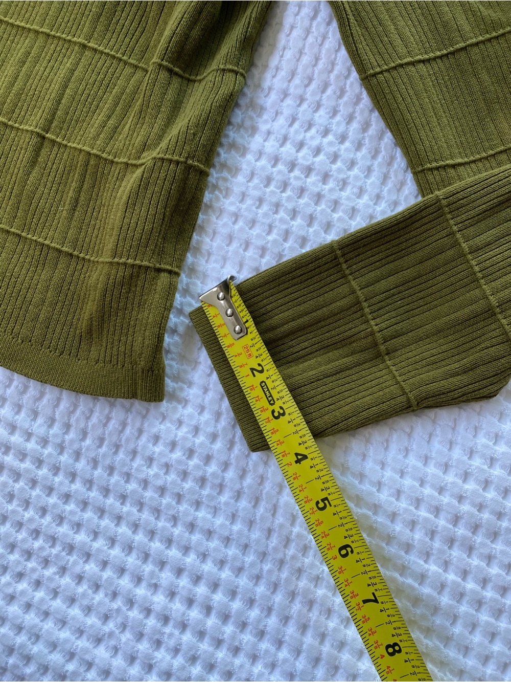 Cabi Exec Cardigan #4470 Olive Green Ribbed Button-Up Cardigan - Picture 12 of 14